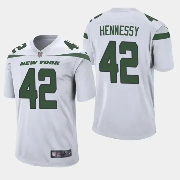 Men New York Jets #42 Thomas Hennessy Nike White Game NFL Jersey